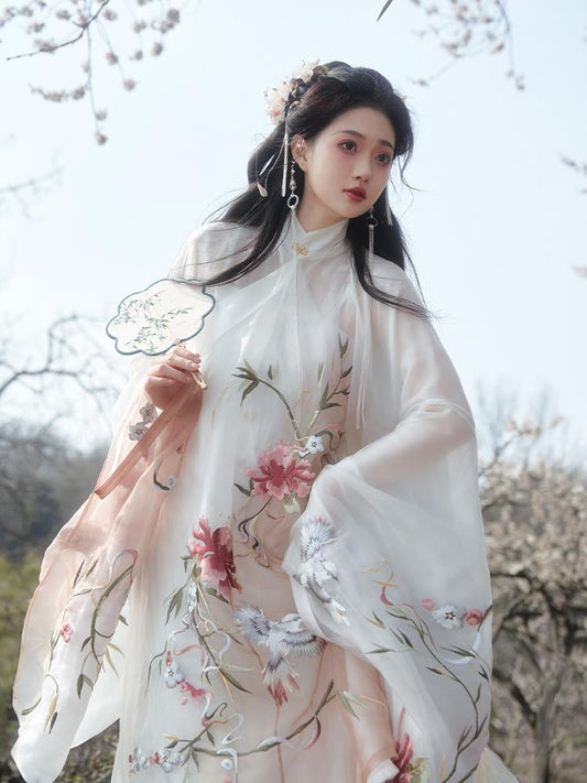 Original Ming Dynasty Hanfu [Candle Leaf] Mamianqun (Skirt) Improved Cloud Shoulder Robe for Men and Women