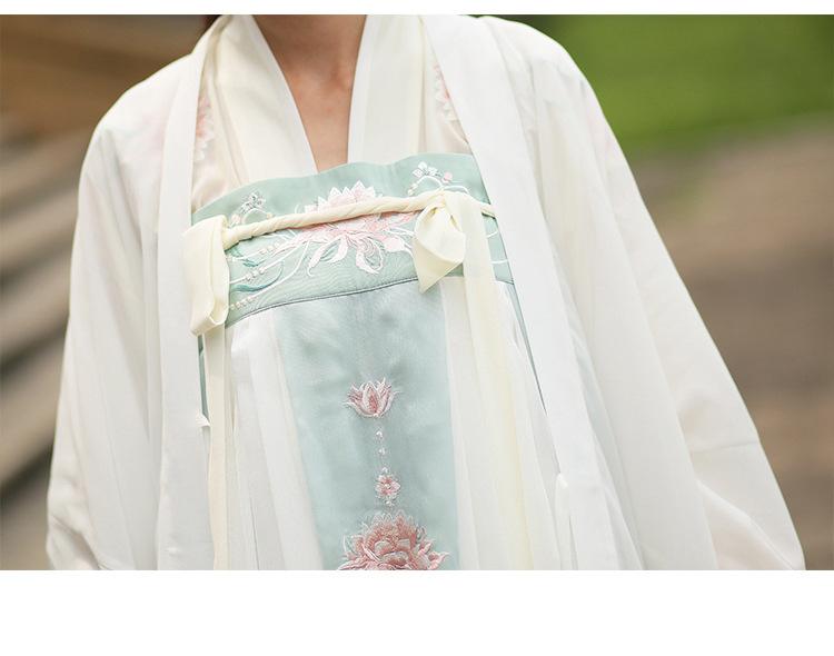 Acacia Drink Han Dynasty Embroider Elements Hanfu Set Including Top, Dress, Jacket And Wraps