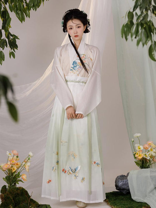 Ming Straight-Сollar Cardigan With One Hundred Fold Skirt