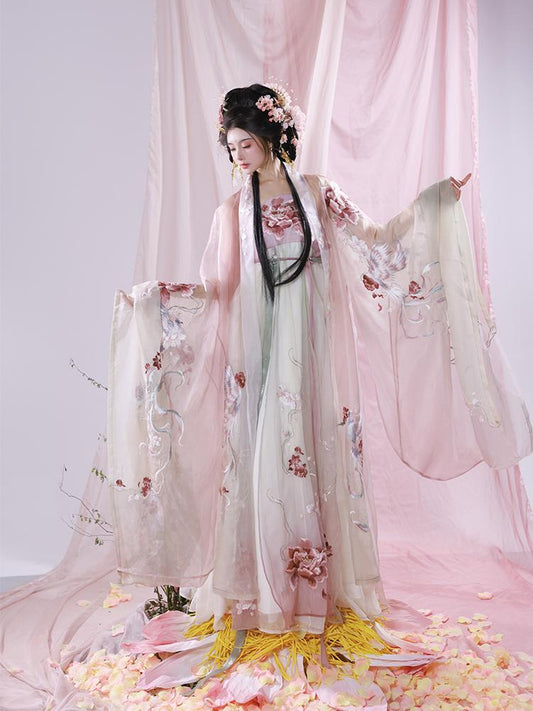 Pre Order [Fine Lady] Improved Hezi Dress with Fairy Daxiu(Wide Sleeve Jacket) Hanfu Set