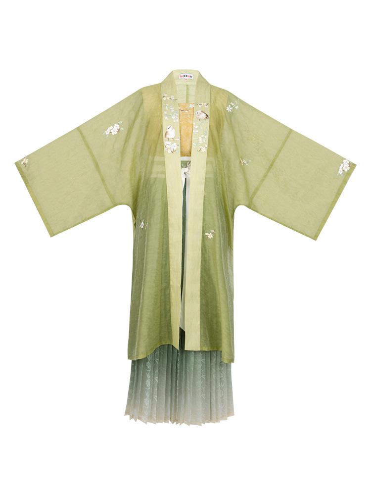 Spring Straight-Collared Double-Breasted Gown (Song Dynasty Hanfu)