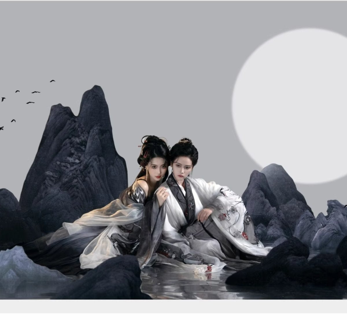 Yizhige's Original Improved Hanfu [Wuji] Chinese element men's and women's couple's myrobalan skirt ink style blackened