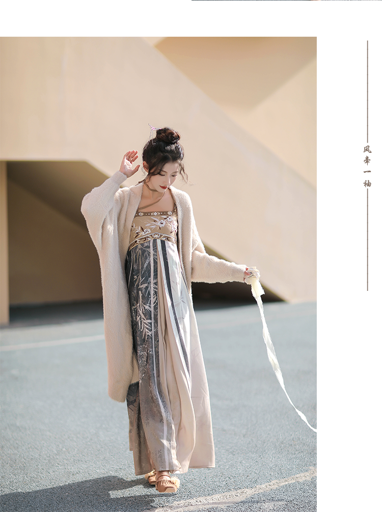 Tang Dynasty Hanfu Dress + Knit Cardigen for Winter