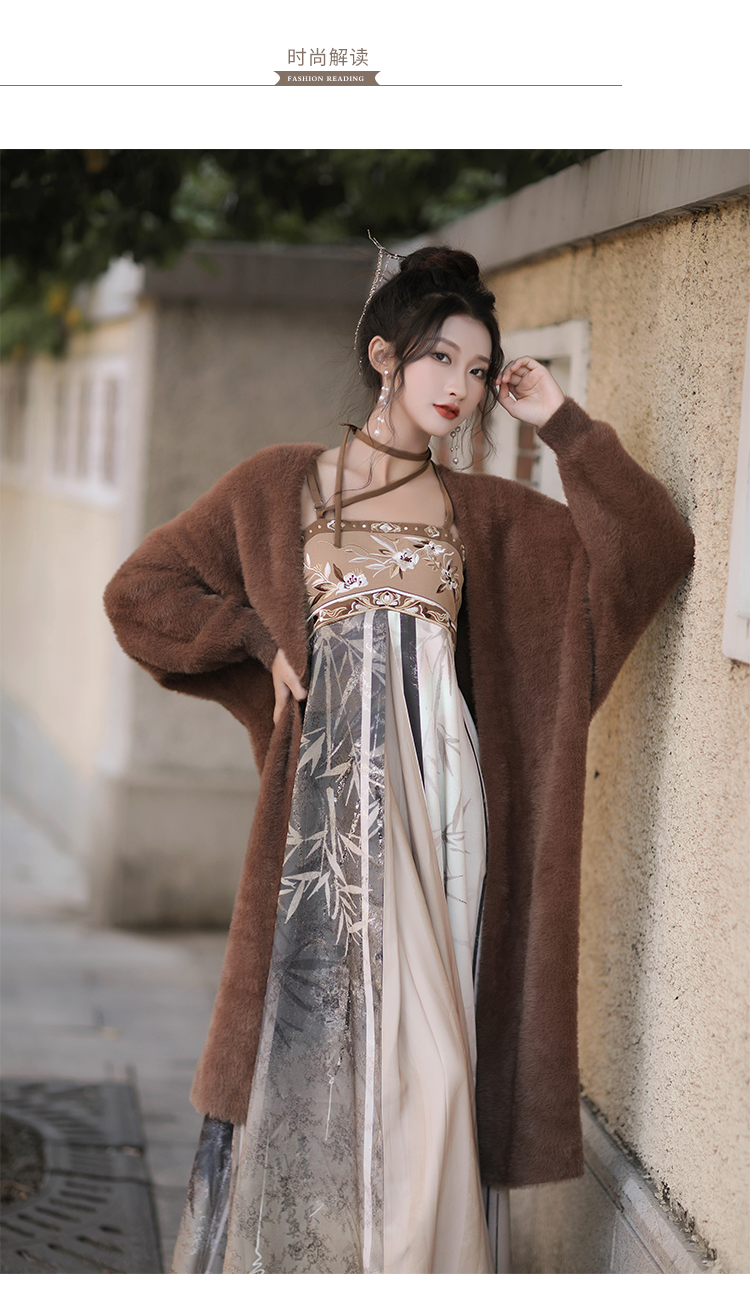 Tang Dynasty Hanfu Dress + Knit Cardigen for Winter