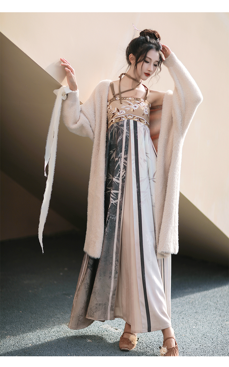 Tang Dynasty Hanfu Dress + Knit Cardigen for Winter