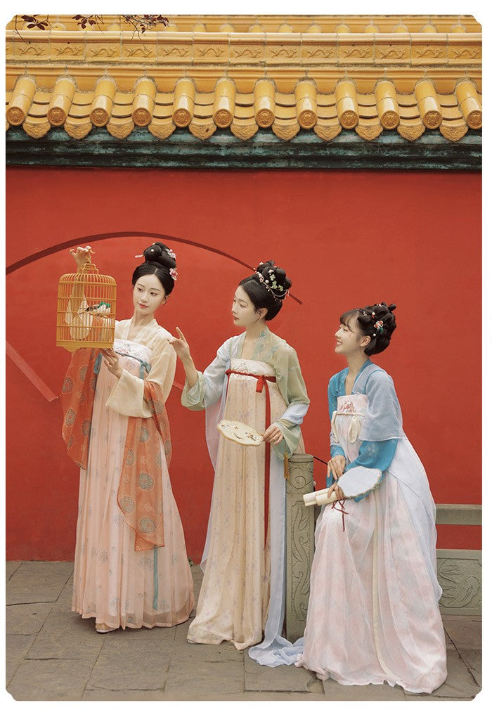 Straight-Collar Cardigan and Chest-Length Skirt Shirt Made in Hangong Chunxiao Tang Dynasty