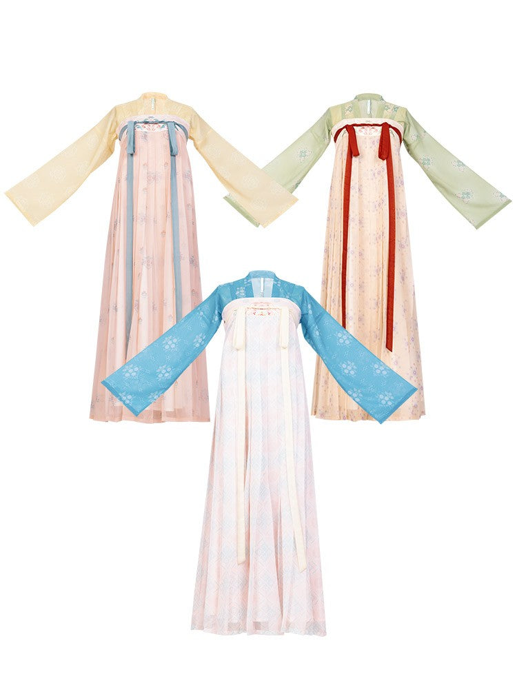 Straight-Collar Cardigan and Chest-Length Skirt Shirt Made in Hangong Chunxiao Tang Dynasty