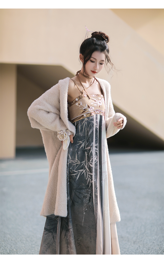 Tang Dynasty Hanfu Dress + Knit Cardigen for Winter