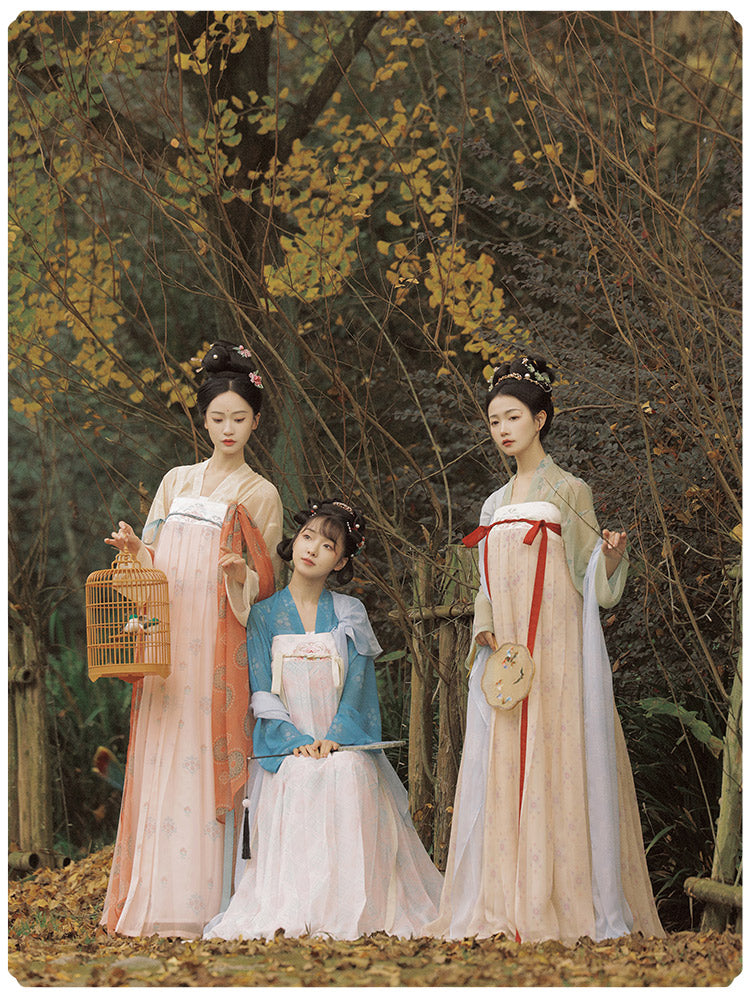 Straight-Collar Cardigan and Chest-Length Skirt Shirt Made in Hangong Chunxiao Tang Dynasty