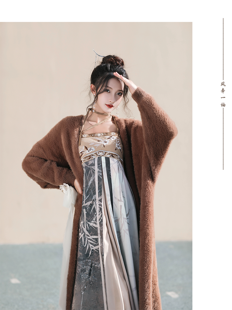 Tang Dynasty Hanfu Dress + Knit Cardigen for Winter