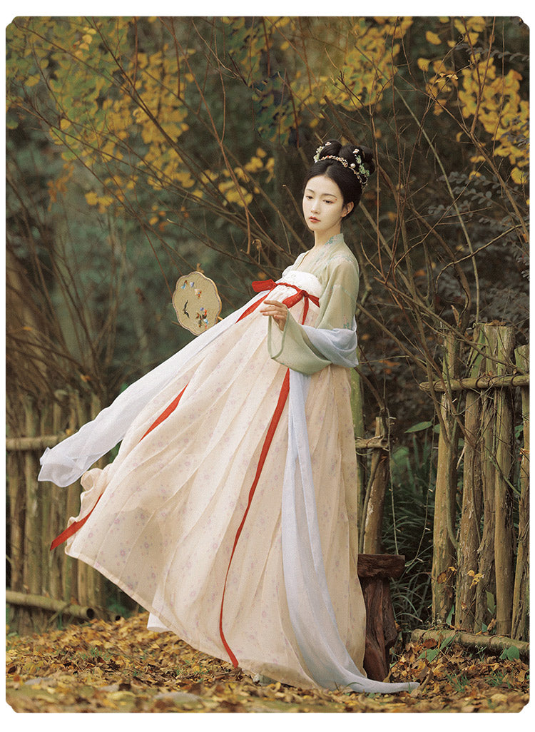 Straight-Collar Cardigan and Chest-Length Skirt Shirt Made in Hangong Chunxiao Tang Dynasty